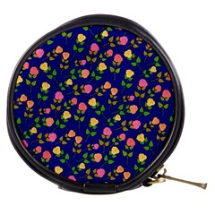 Flowers Roses Floral Flowery Blue Background Mini Makeup Bags by Simbadda