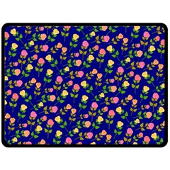 Flowers Roses Floral Flowery Blue Background Fleece Blanket (large) 