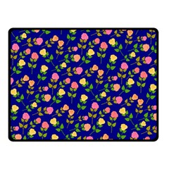 Flowers Roses Floral Flowery Blue Background Fleece Blanket (small) by Simbadda