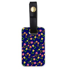 Flowers Roses Floral Flowery Blue Background Luggage Tags (one Side) 