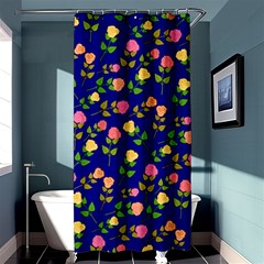 Flowers Roses Floral Flowery Blue Background Shower Curtain 36  X 72  (stall) 