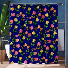 Flowers Roses Floral Flowery Blue Background Shower Curtain 60  X 72  (medium) 