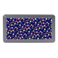 Flowers Roses Floral Flowery Blue Background Memory Card Reader (mini)