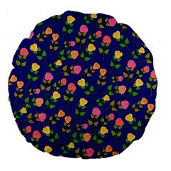 Flowers Roses Floral Flowery Blue Background Large 18  Premium Round Cushions