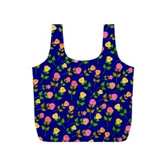 Flowers Roses Floral Flowery Blue Background Full Print Recycle Bags (s)  by Simbadda