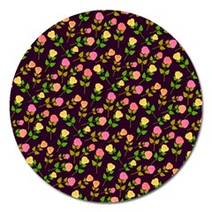 Flowers Roses Floral Flowery Magnet 5  (round) by Simbadda