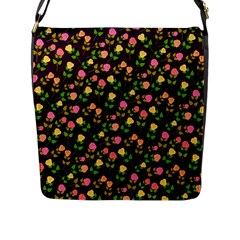 Flowers Roses Floral Flowery Flap Messenger Bag (l)  by Simbadda