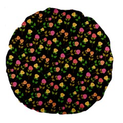 Flowers Roses Floral Flowery Large 18  Premium Flano Round Cushions