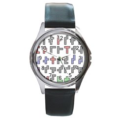 Hexominos Round Metal Watch