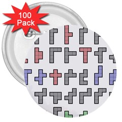 Hexominos 3  Buttons (100 Pack) 