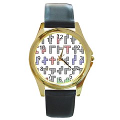 Hexominos Round Gold Metal Watch