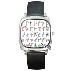 Hexominos Square Metal Watch