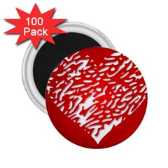 Heart Design Love Red 2 25  Magnets (100 Pack) 