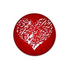 Heart Design Love Red Rubber Round Coaster (4 Pack) 