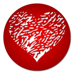 Heart Design Love Red Magnet 5  (round) by Simbadda