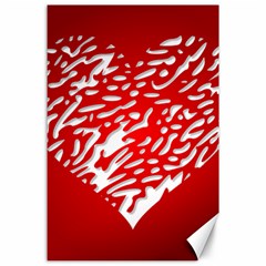 Heart Design Love Red Canvas 24  X 36 