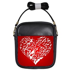 Heart Design Love Red Girls Sling Bags by Simbadda