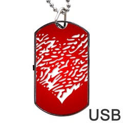 Heart Design Love Red Dog Tag Usb Flash (one Side)