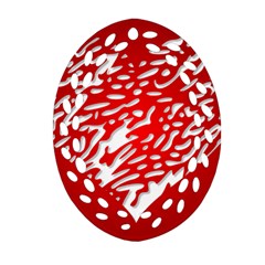 Heart Design Love Red Oval Filigree Ornament (two Sides)