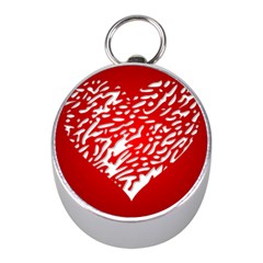 Heart Design Love Red Mini Silver Compasses