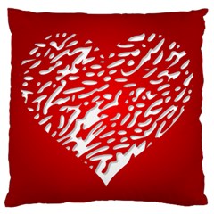 Heart Design Love Red Large Flano Cushion Case (one Side)