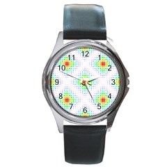 Color Square Round Metal Watch