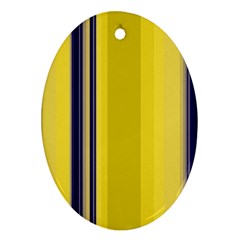 Yellow Blue Background Stripes Ornament (Oval)