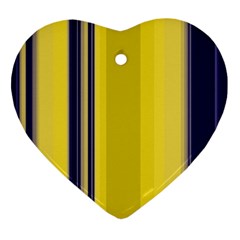 Yellow Blue Background Stripes Ornament (heart) by Simbadda