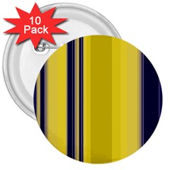 Yellow Blue Background Stripes 3  Buttons (10 pack) 