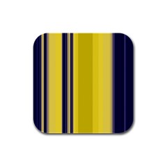 Yellow Blue Background Stripes Rubber Square Coaster (4 pack) 