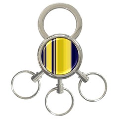 Yellow Blue Background Stripes 3-Ring Key Chains