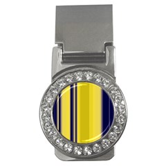 Yellow Blue Background Stripes Money Clips (CZ) 