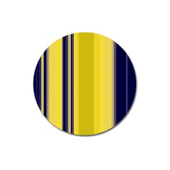 Yellow Blue Background Stripes Magnet 3  (Round)