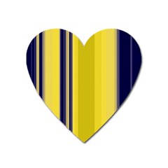 Yellow Blue Background Stripes Heart Magnet