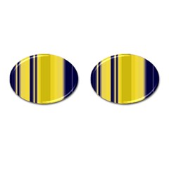 Yellow Blue Background Stripes Cufflinks (Oval)