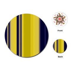 Yellow Blue Background Stripes Playing Cards (Round) 