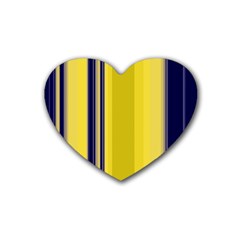 Yellow Blue Background Stripes Rubber Coaster (Heart) 