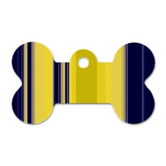 Yellow Blue Background Stripes Dog Tag Bone (One Side)