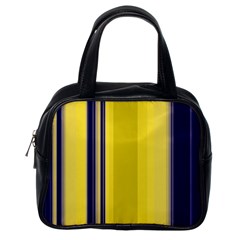 Yellow Blue Background Stripes Classic Handbags (One Side)