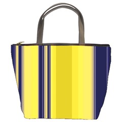 Yellow Blue Background Stripes Bucket Bags