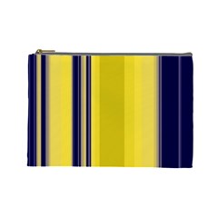 Yellow Blue Background Stripes Cosmetic Bag (Large) 