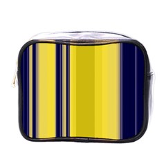 Yellow Blue Background Stripes Mini Toiletries Bags