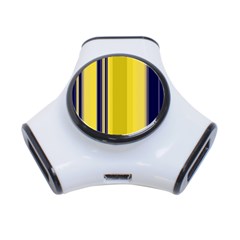 Yellow Blue Background Stripes 3-Port USB Hub