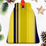 Yellow Blue Background Stripes Bell Ornament (Two Sides) Front