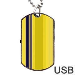 Yellow Blue Background Stripes Dog Tag USB Flash (One Side)