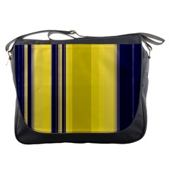 Yellow Blue Background Stripes Messenger Bags