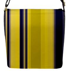 Yellow Blue Background Stripes Flap Messenger Bag (S)