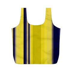 Yellow Blue Background Stripes Full Print Recycle Bags (M) 