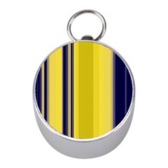 Yellow Blue Background Stripes Mini Silver Compasses