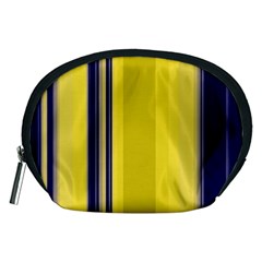 Yellow Blue Background Stripes Accessory Pouches (Medium) 